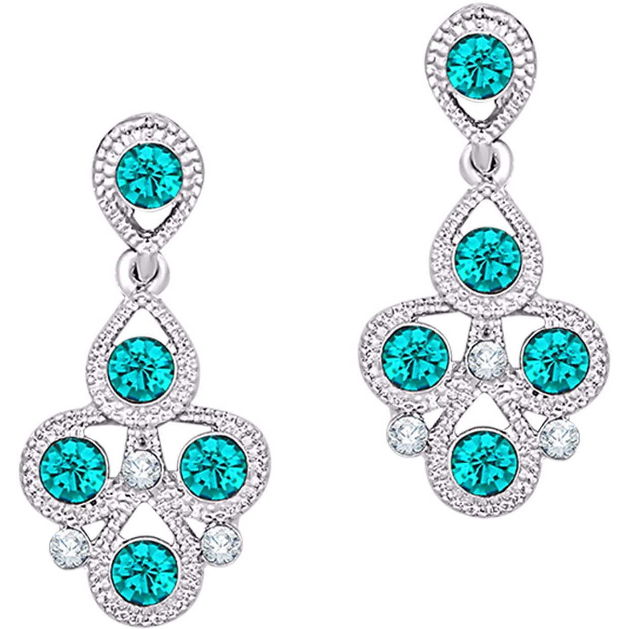 Atasi International Blue Diamond Silver Plated Alloy Necklace Set with Earrings For Women (RF5461)