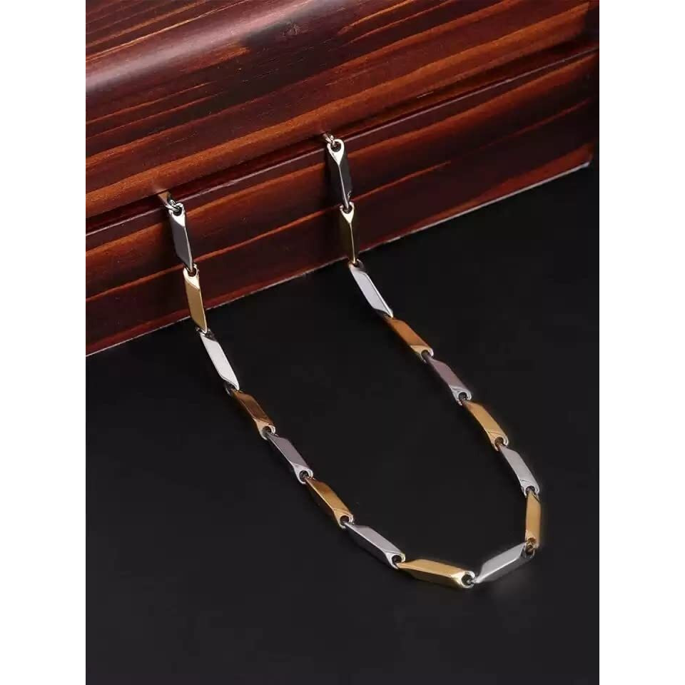 Fashion Frill Mens Double Coated Popular Stainless Steel Silver Chain For Men Boys Stylish Chains Necklaces Silver (Victorian)