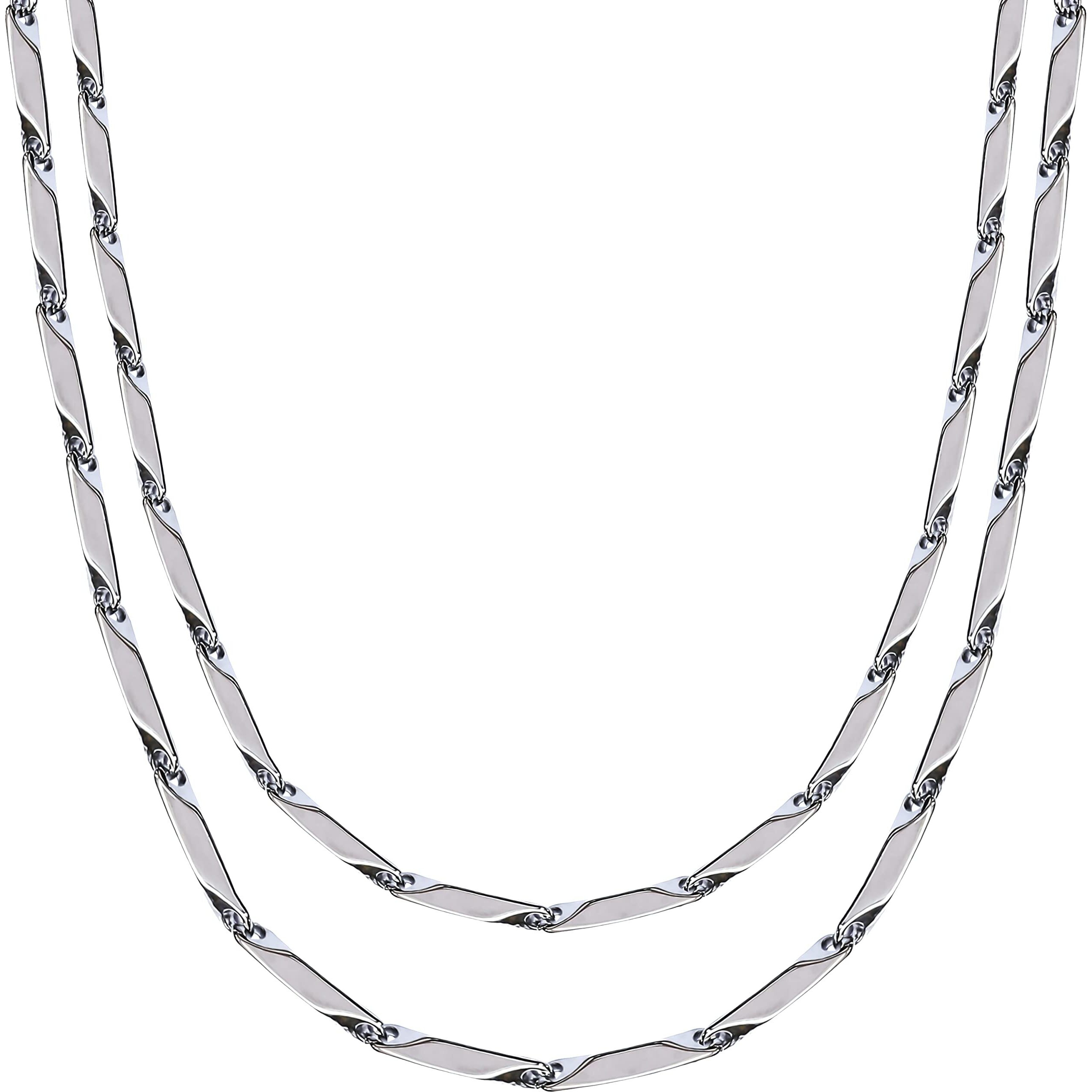 Fashion Frill Mens Double Coated Popular Stainless Steel Silver Chain For Men Boys Stylish Chains Necklaces Silver (Cape Cod)