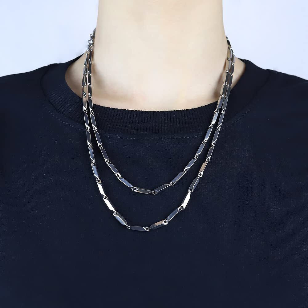 Fashion Frill Mens Double Coated Popular Stainless Steel Silver Chain For Men Boys Stylish Chains Necklaces Silver (Cape Cod)