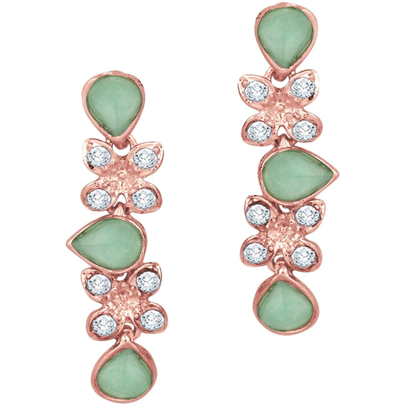 Atasi International Gold Plated Mint Green Cystals American Diamond Necklace Jewellery Set with Earrings for Women Suited for Party, Wedding, Engagement (MG1778)
