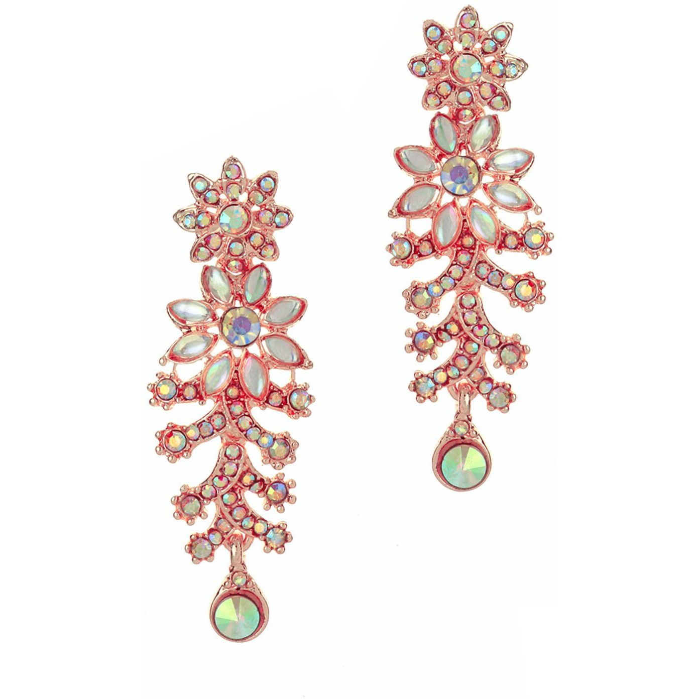Atasi International Rose Gold Plated Rainbow Colors Diamond Necklace/Jewellery Set for Women with Earrings and Maang Tikka (RNB1965)