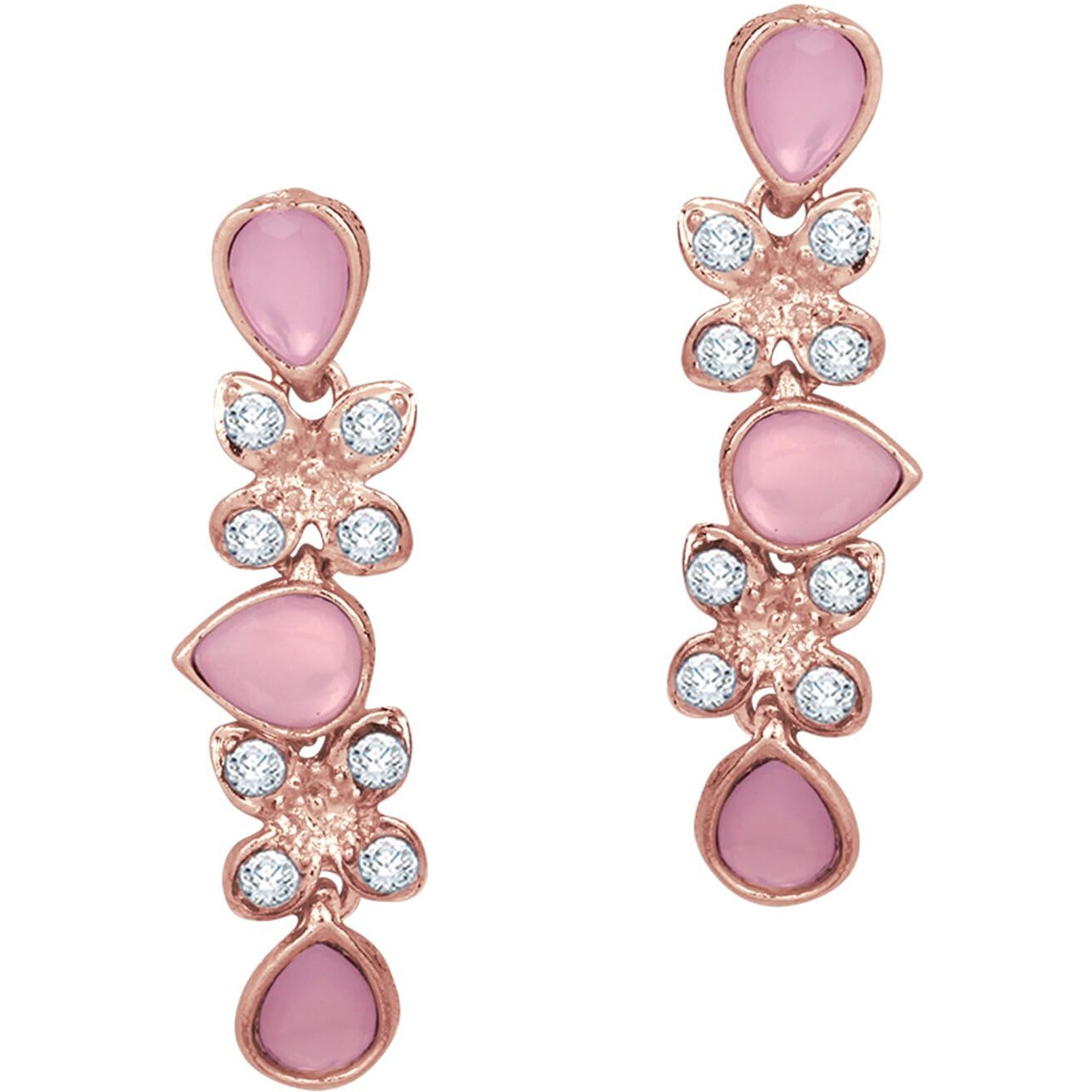 Atasi International Gold Plated Mint Pink Cystals American Diamond Necklace Jewellery Set with Earrings for Women Suited for Party, Wedding, Engagement (MNP1778)