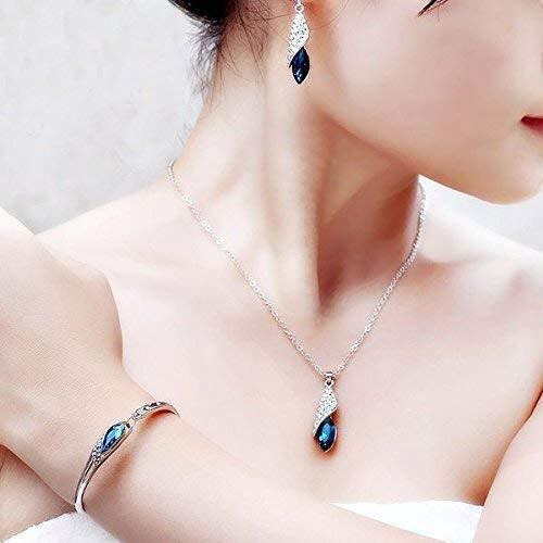 Shining Diva Valentine Gift Italian Designer Non Precious Metal Jewellery Set for Women (Blue) (Rrsdcmb208)