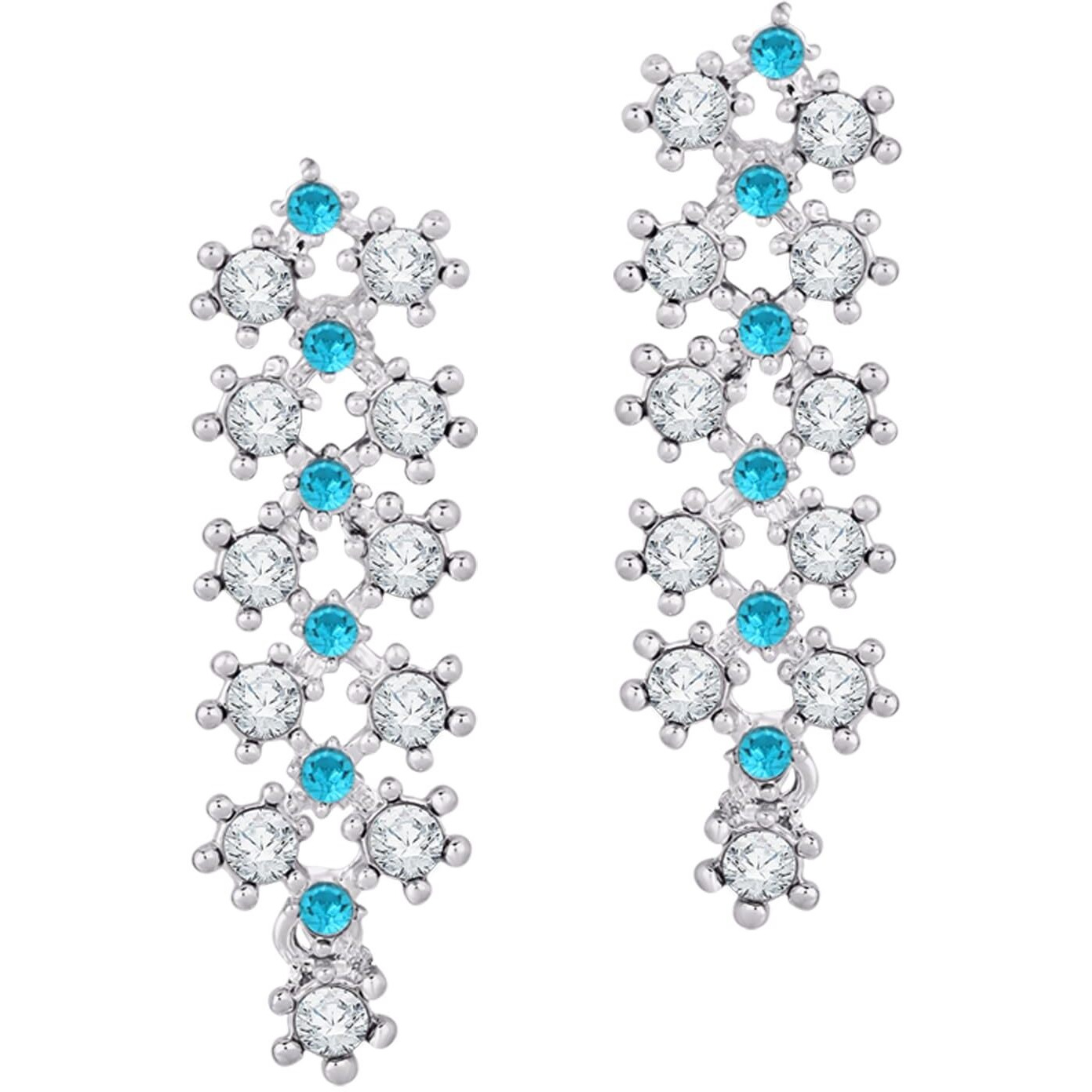 Atasi International Women Silver Plated Aqua Blue Diamond Necklace Jewellery Set With Earrings Ideal For Party, Wedding And Festival (Rf5552)