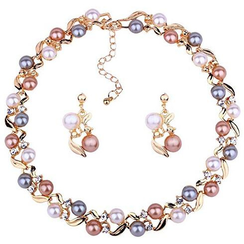 YouBella Jewellery Set for women Stylish Choker Necklace Pearl Necklace Set for women Jewellery Set with Earrings for Women (Multi-Colour)