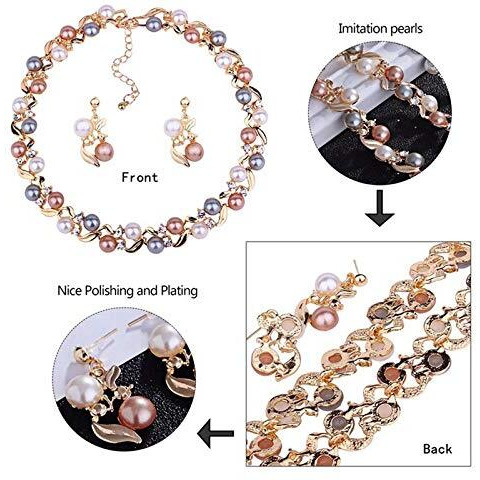 YouBella Jewellery Set for women Stylish Choker Necklace Pearl Necklace Set for women Jewellery Set with Earrings for Women (Multi-Colour)