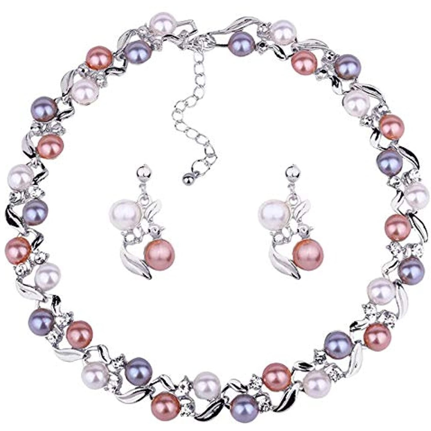 YouBella Jewellery Sets for Women Crystal Pearl Necklace Jewellery set with Earrings For Girls and Women