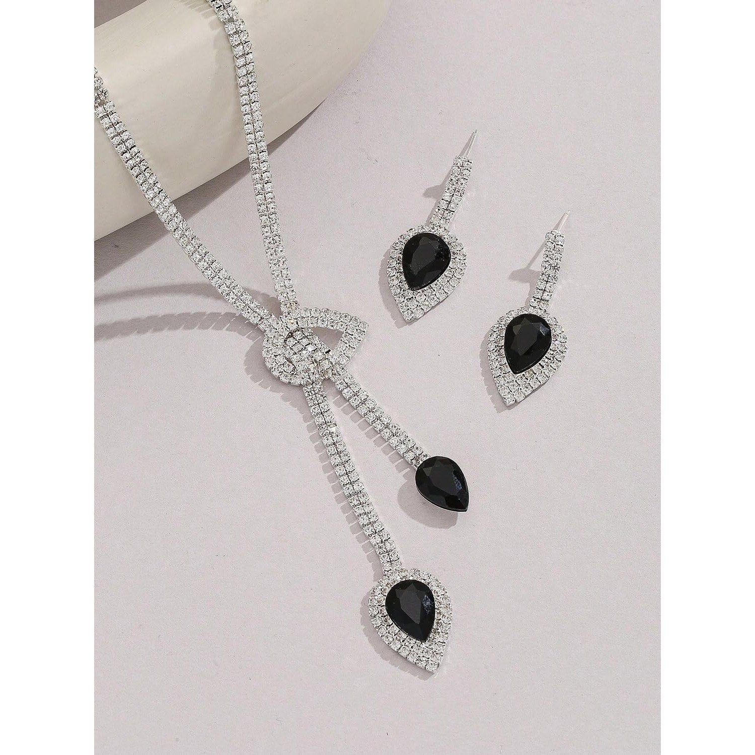 Shining Diva Fashion Latest Stylish Design Fancy Crystal Diamond Necklace Jewellery Set for Women (15216s)
