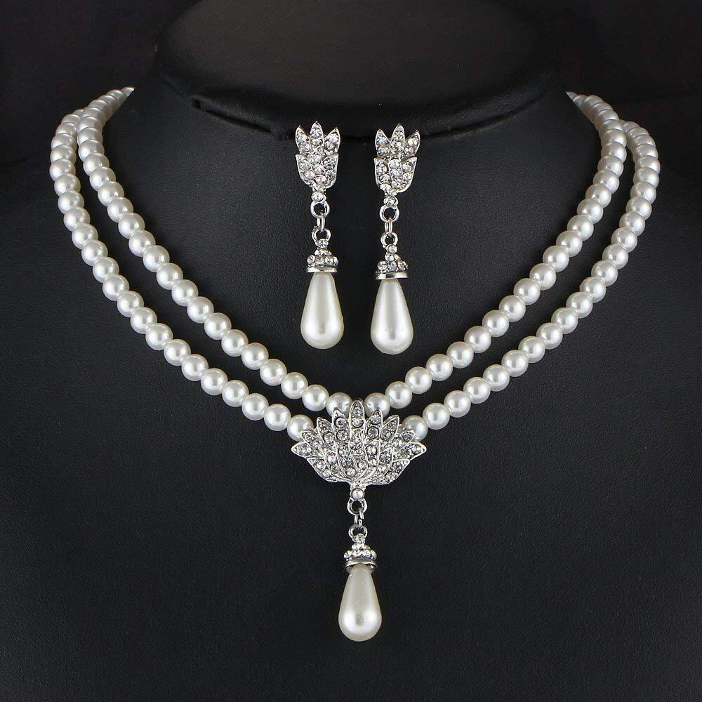Shining Diva Latest Pearl Design Necklace Jewellery Set for Women (Design12-silver) (rrsd9583s)