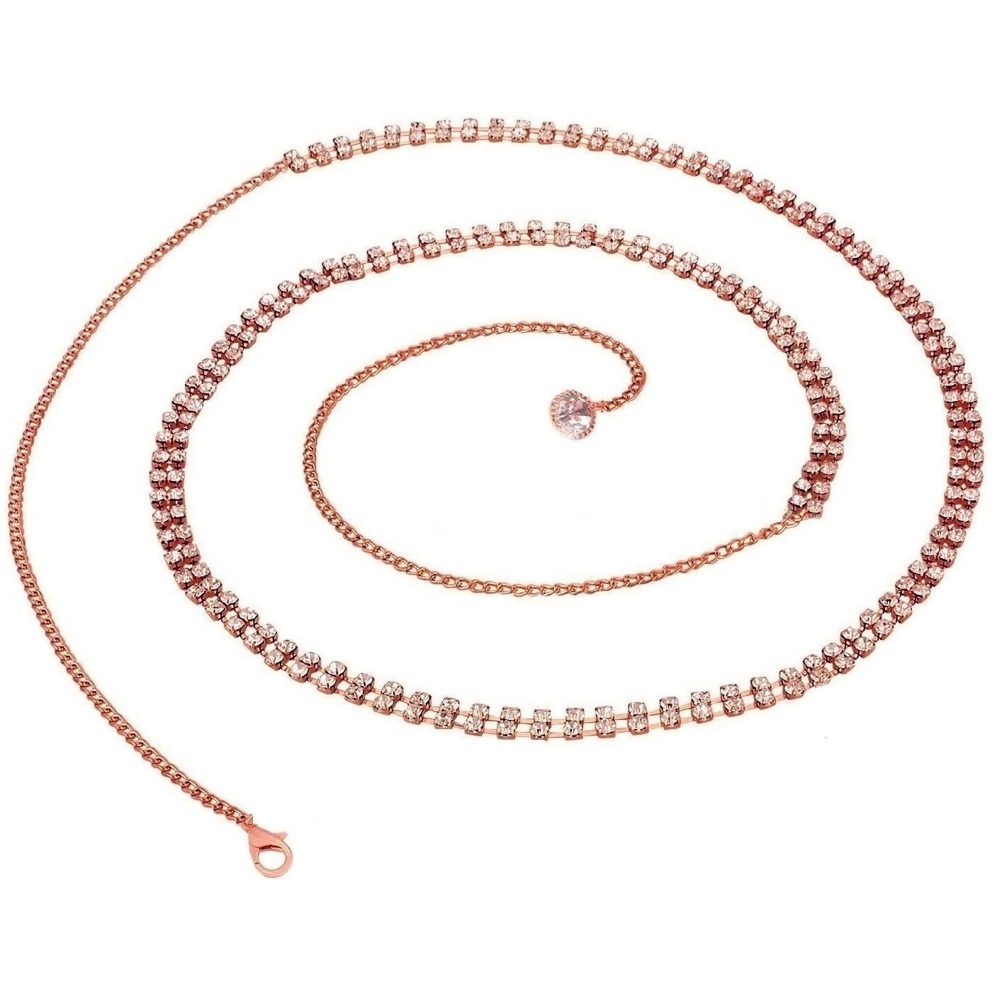 VAMA FASHIONS Stone Sexy Body Waist Belt Hip belly Chain karddhani Kamar bandh Saree Vaddanam Kamarband for Girls women (Rose Gold Belly Hip Chain)