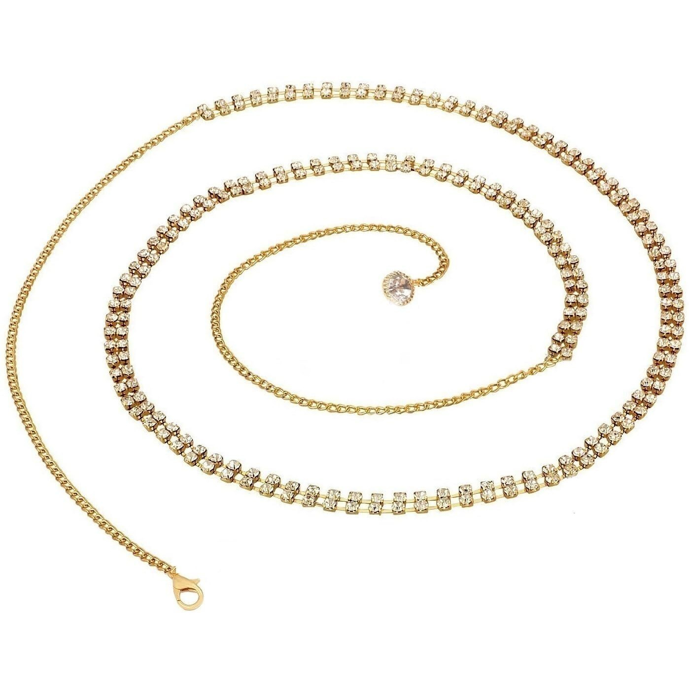 VAMA FASHIONS Stone Sexy Body Waist Belt Hip belly Chain karddhani Kamar bandh Saree Vaddanam Kamarband for Girls women (Gold Kamarband)