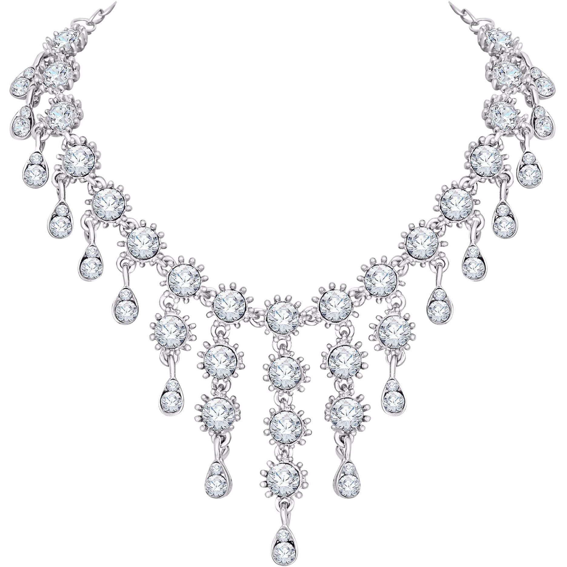 Atasi International Allure Diamond Silver Plated Alloy Choker Necklace Set with Earrings for Women (R5467)