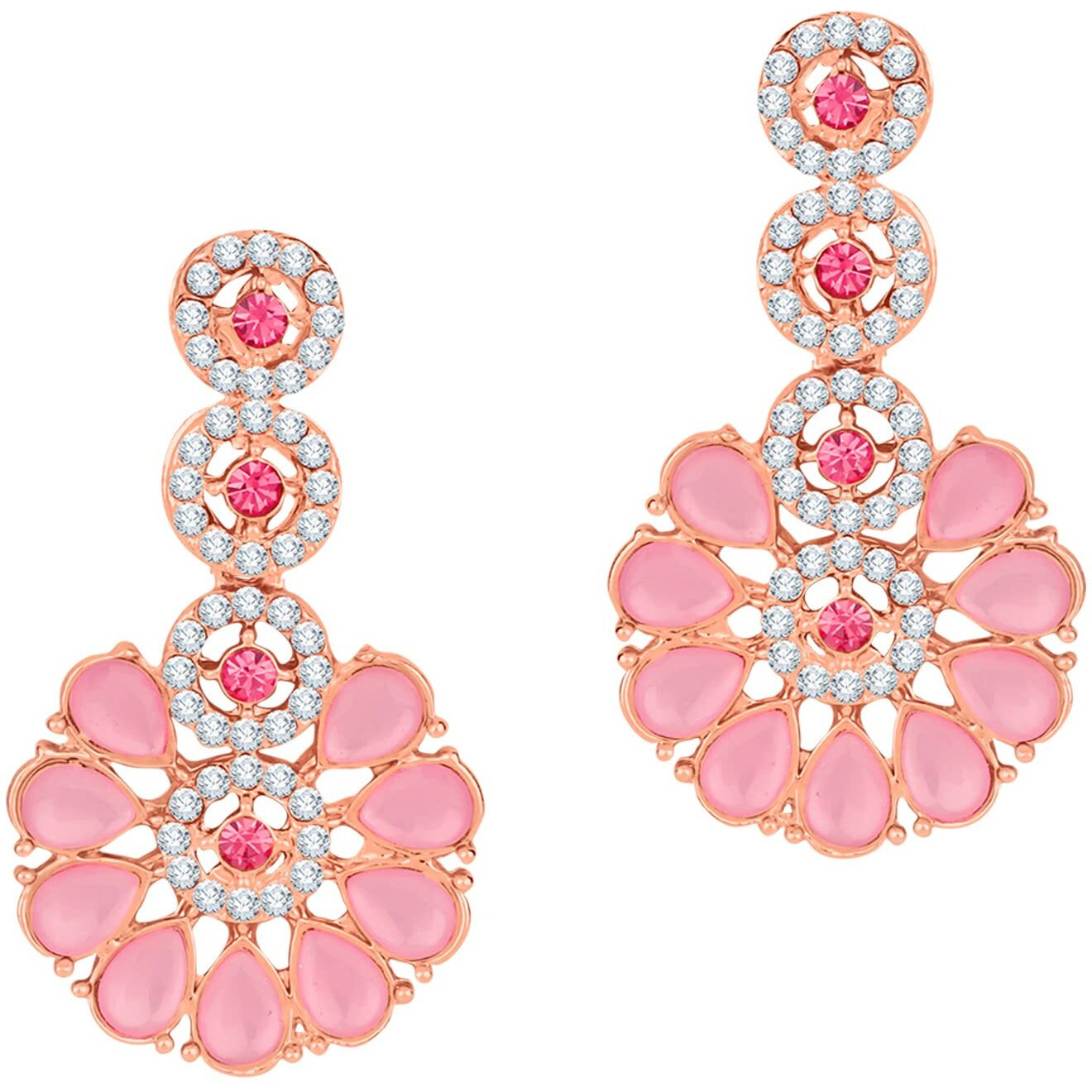 Atasi International Rose Gold MInt Pink Kundan and American Diamond Necklace Jewellery Set with Earrings for Women (RGP5555)