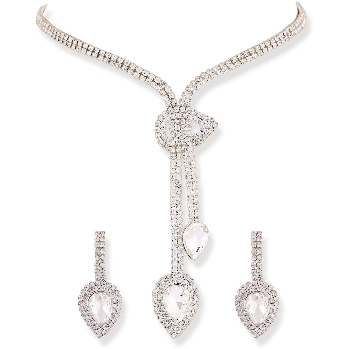 Shining Diva Fashion Latest Stylish Design Fancy Crystal Diamond Necklace Jewellery Set for Women (15278s)