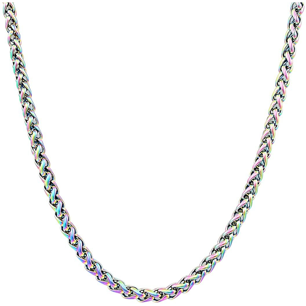 Nakabh Handmade Stainless Steel Chain Necklace for Men Boys (0315) Rainbow Multicolour