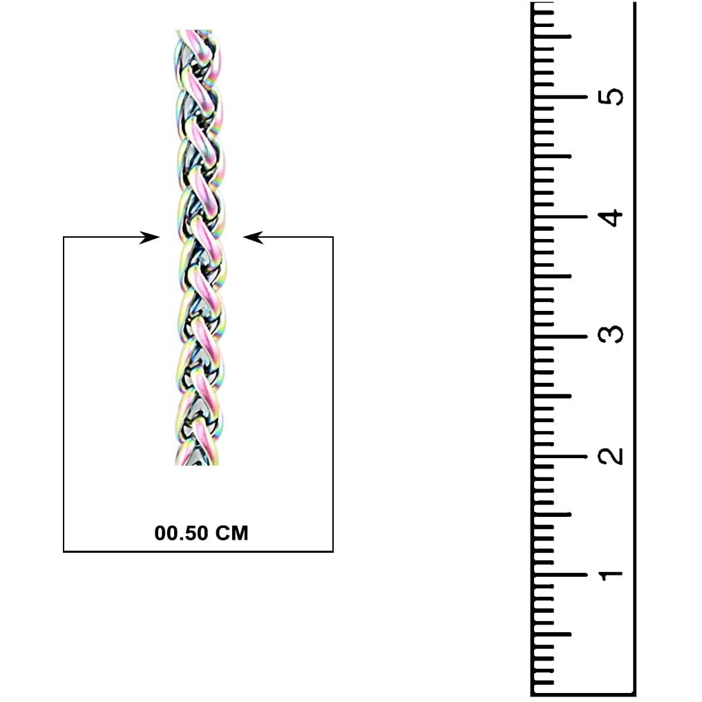 Nakabh Handmade Stainless Steel Chain Necklace for Men Boys (0315) Rainbow Multicolour