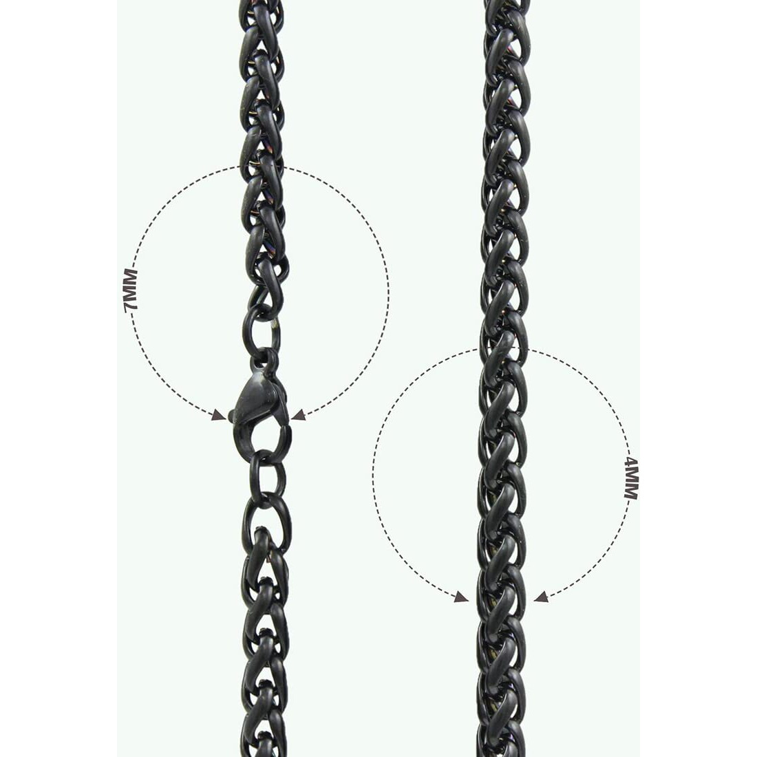 Nakabh Handmade Stainless Steel Chain Necklace Bracelet Combo for Men Boys (0304) Black Linked