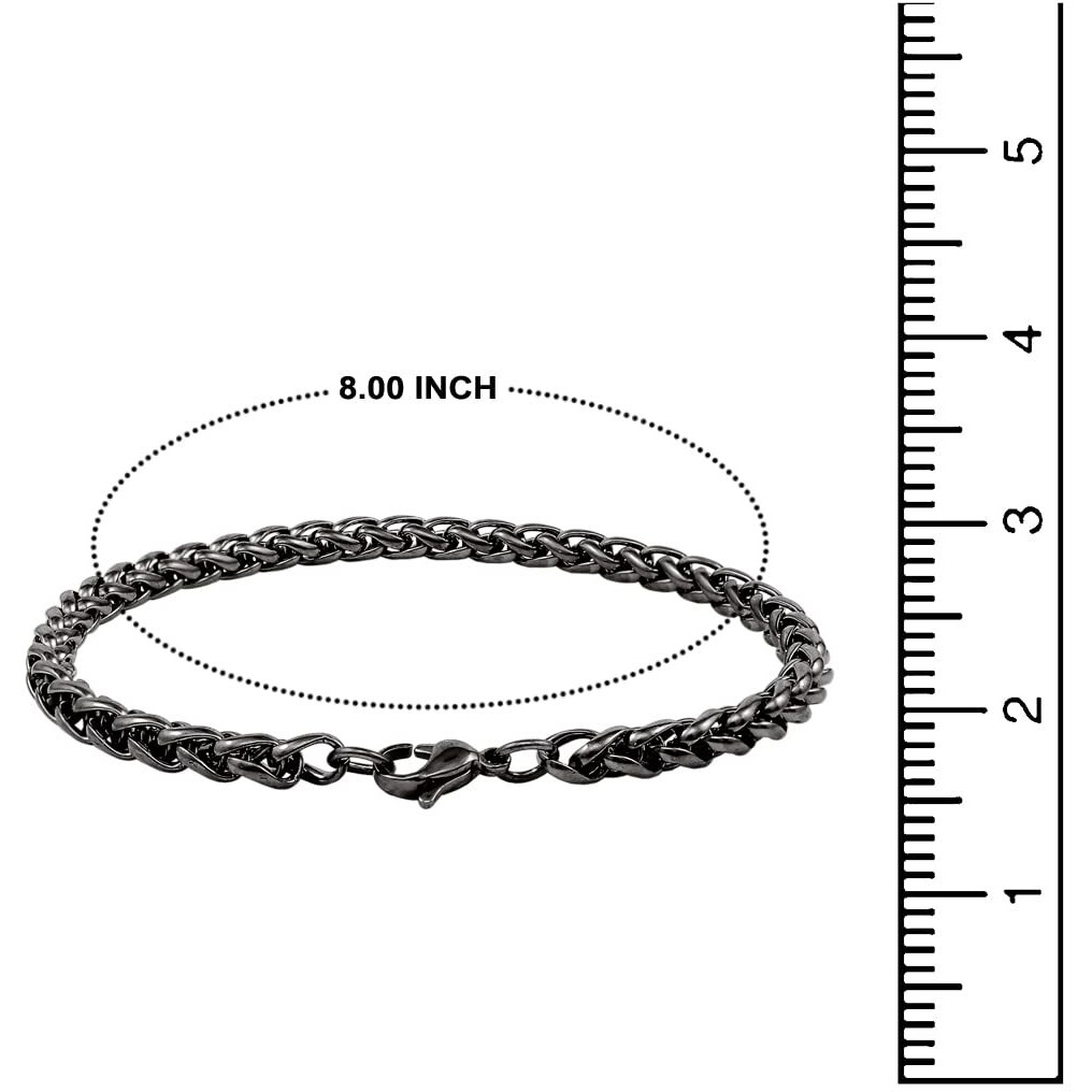 Nakabh Handmade Stainless Steel Chain Necklace Bracelet Combo for Men Boys (0304) Black Linked