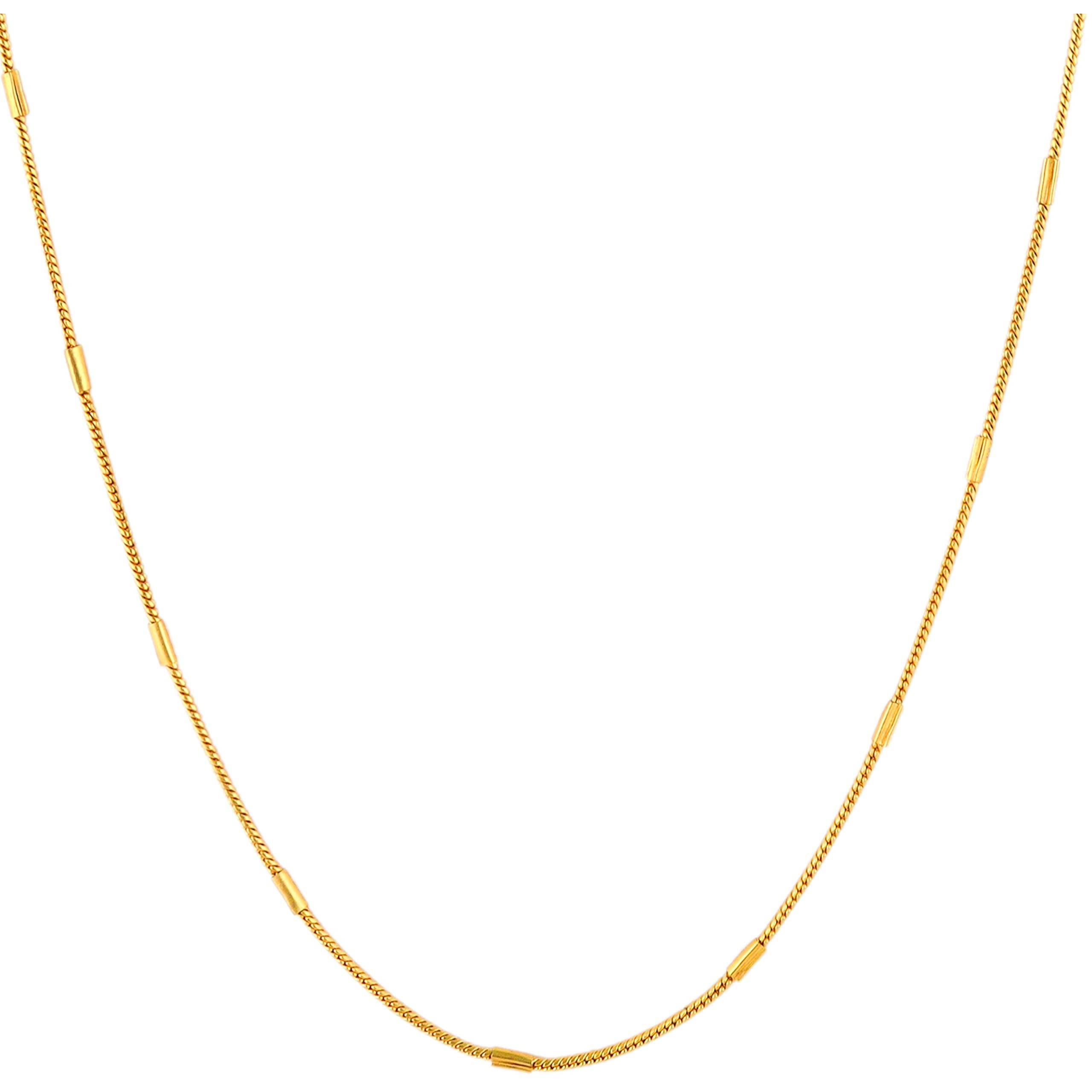 Fashion Frill Designer Golden Chain Thin Light Weighted Gold Plated Gold Chain For Girls Women Men Boys 28 Inches (Casual)
