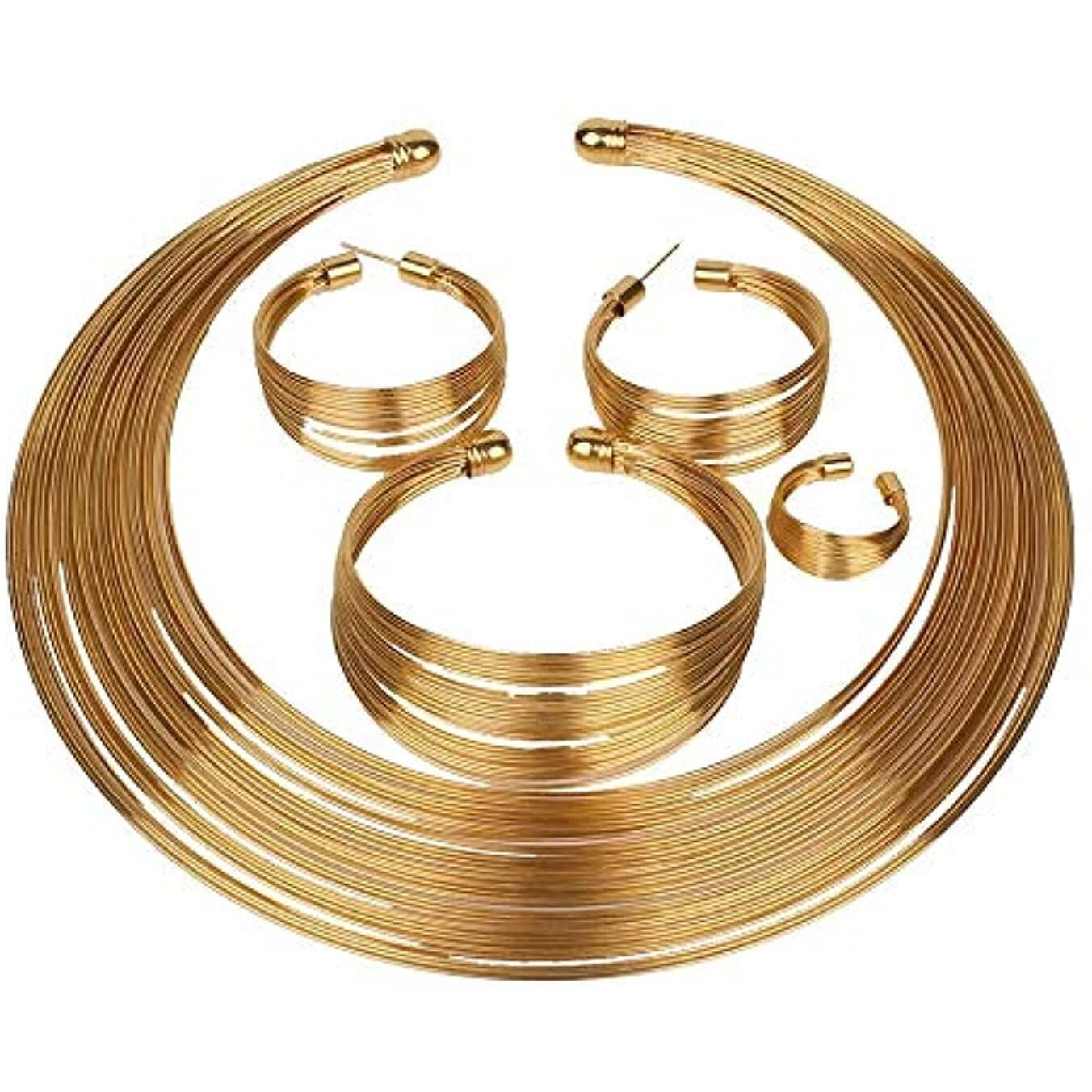 YouBella Stylish Jewellery Combo Choker Necklace Set Gold Plated Jewellery Set for Women With Earrings, Ring and Bracelet (Golden) (YBNK_5773)