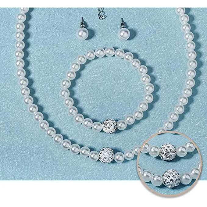 Tresneria Pearl Necklace Moti Mala with matching Pearl Studs Earrings for Women and Girls (Pearl Set Bracelet)