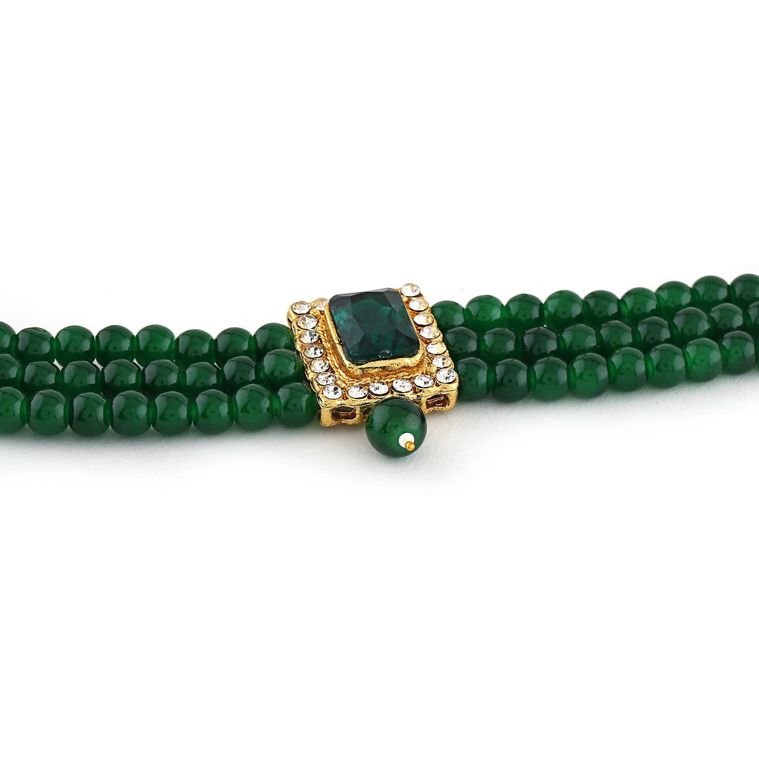Shining Diva Fashion Latest Stylish Choker Traditional Necklace Jewellery Set for Women (Green)(13282s)