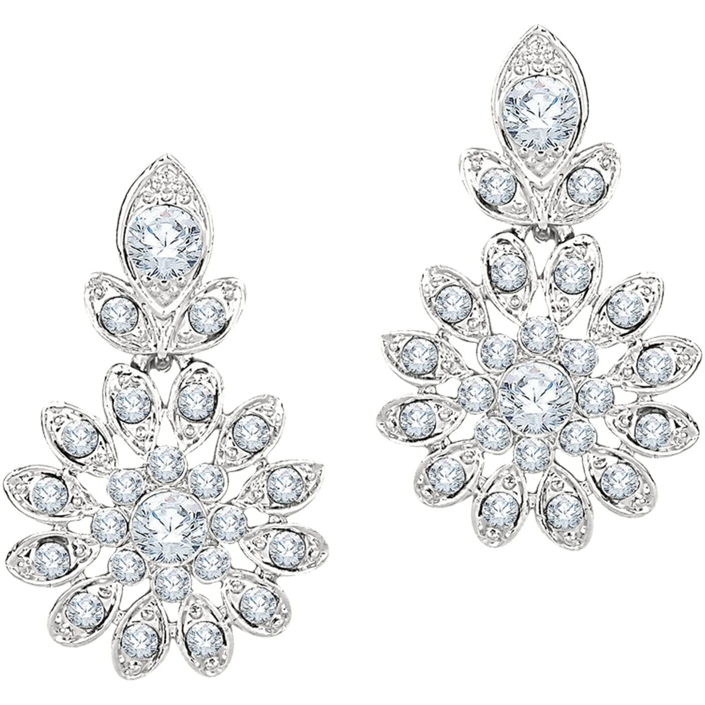 Atasi International Silver Plated Crystal Ad Womens Diamond Necklace Jewelry Set With Earrings - Jewellery Collection For Weddings, Parties, And Festivals (R5592)