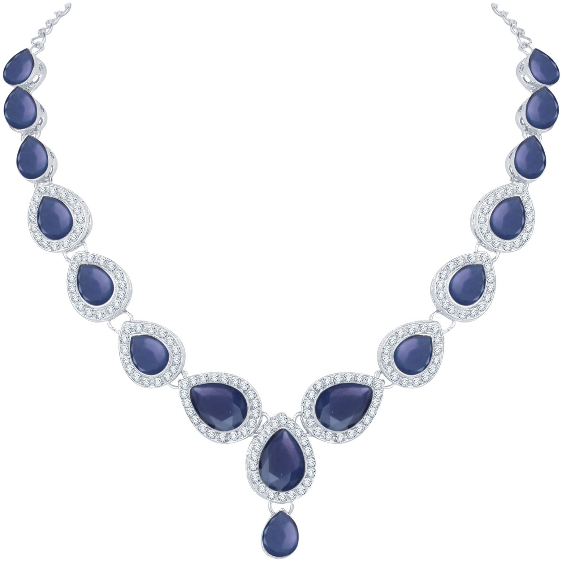 Atasi International Silver Plated Purple Kundan Stylish Jewellery Set For Womens With Earrings And Maang Tikka (Rpu1784)