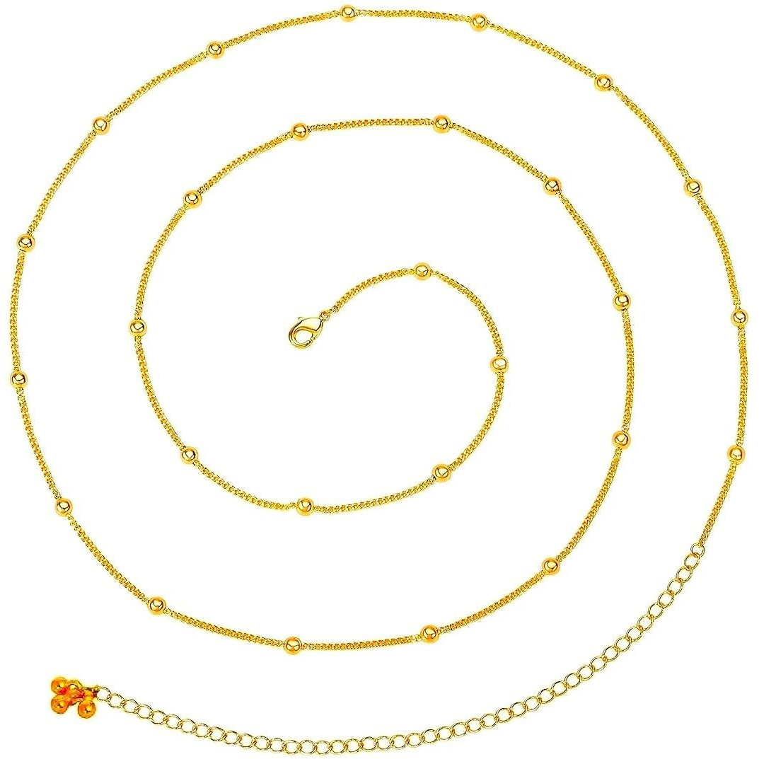 VAMA FASHIONS Waist Belt Hip belly Body Chain karddhani Kamar bandh Saree Vaddanam Kamarband for women (Golden kamarband)