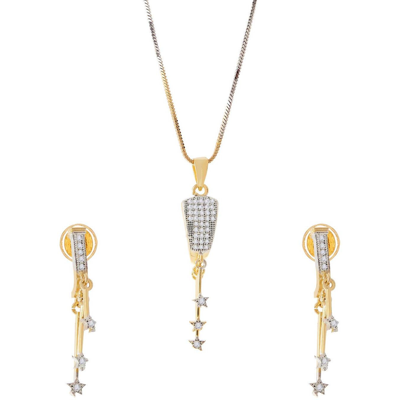 ZENEME Heart Shape Ad and Gold Plated Big Size Pendant Necklace Set for Women & Girls Set of 3 (Design 6)