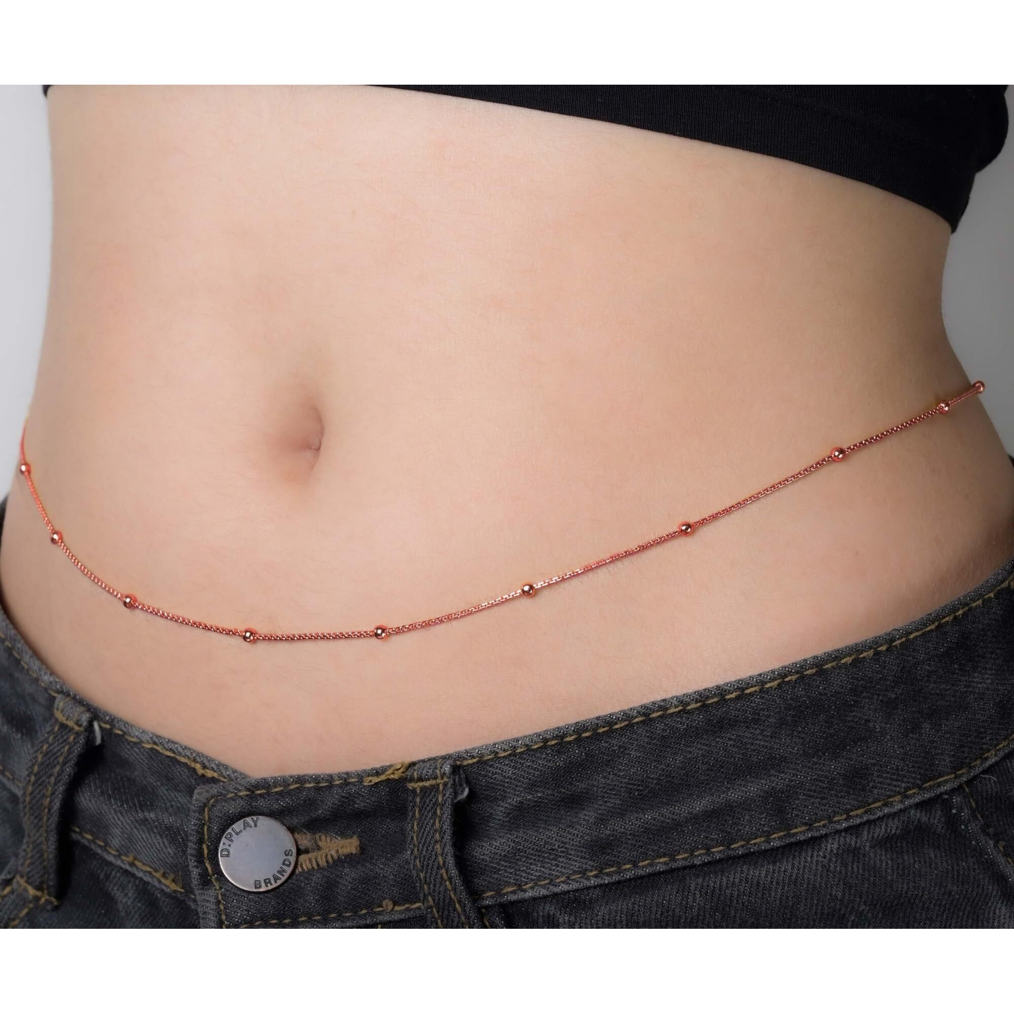 VAMA FASHIONS Waist Belt Hip belly Body Chain karddhani Kamar bandh Saree Vaddanam Kamarband for women (Rose gold waist chain)