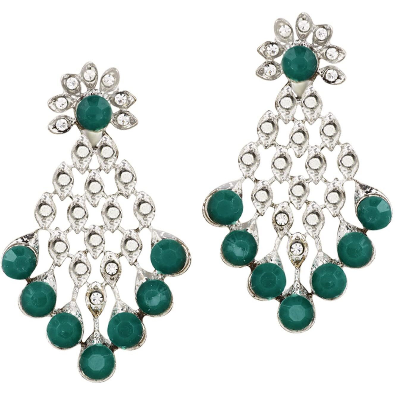 Atasi International Women Silver Plated Green Kundan Necklace Set With Earrings And Maangtikka -Jewellery Set Collection For Weddings, Parties, And Festivals (Dg5379)