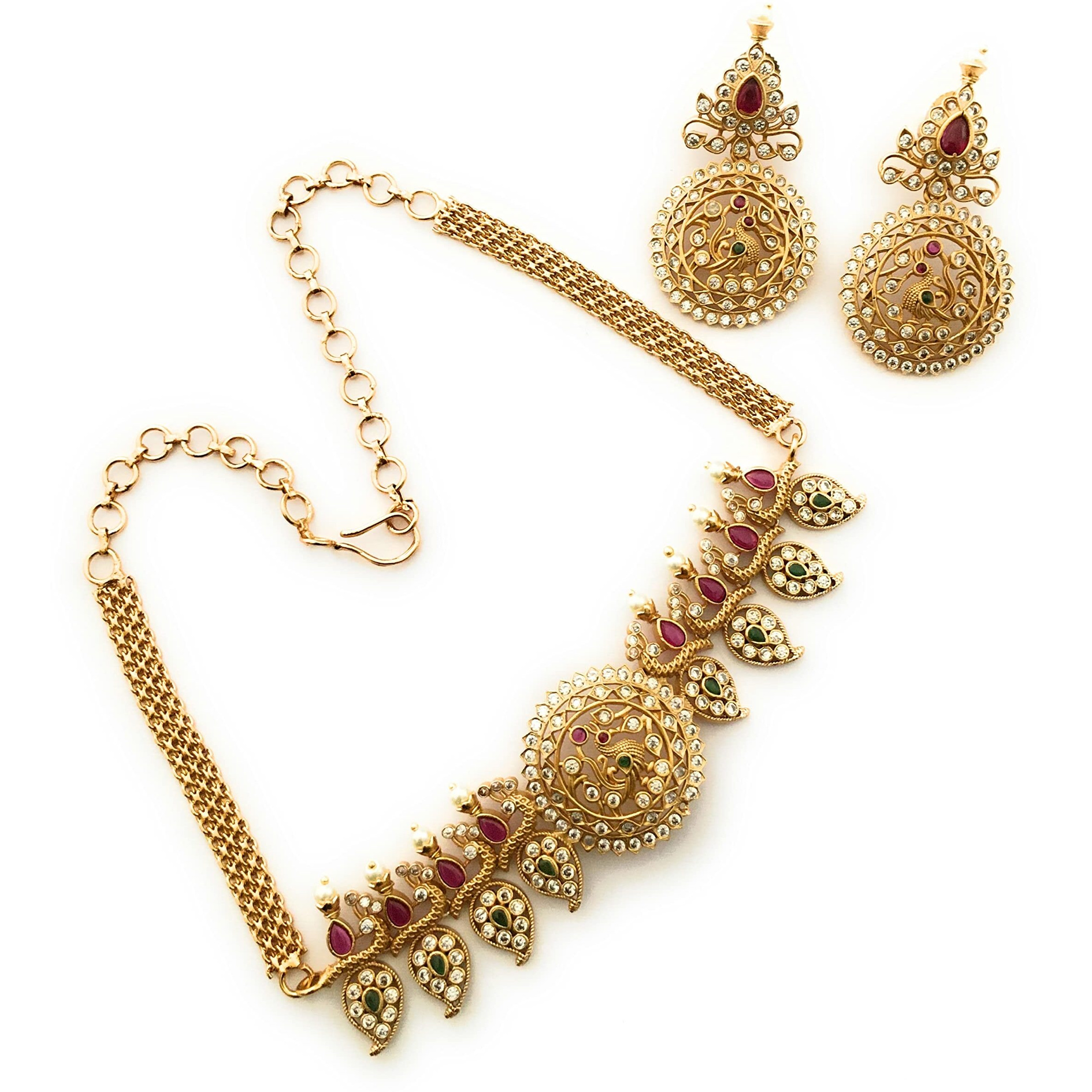 Sasitrends Traditional Jewellery Set Gold Plated Neck Choker Set Ad Stone Studded For Women And Girls