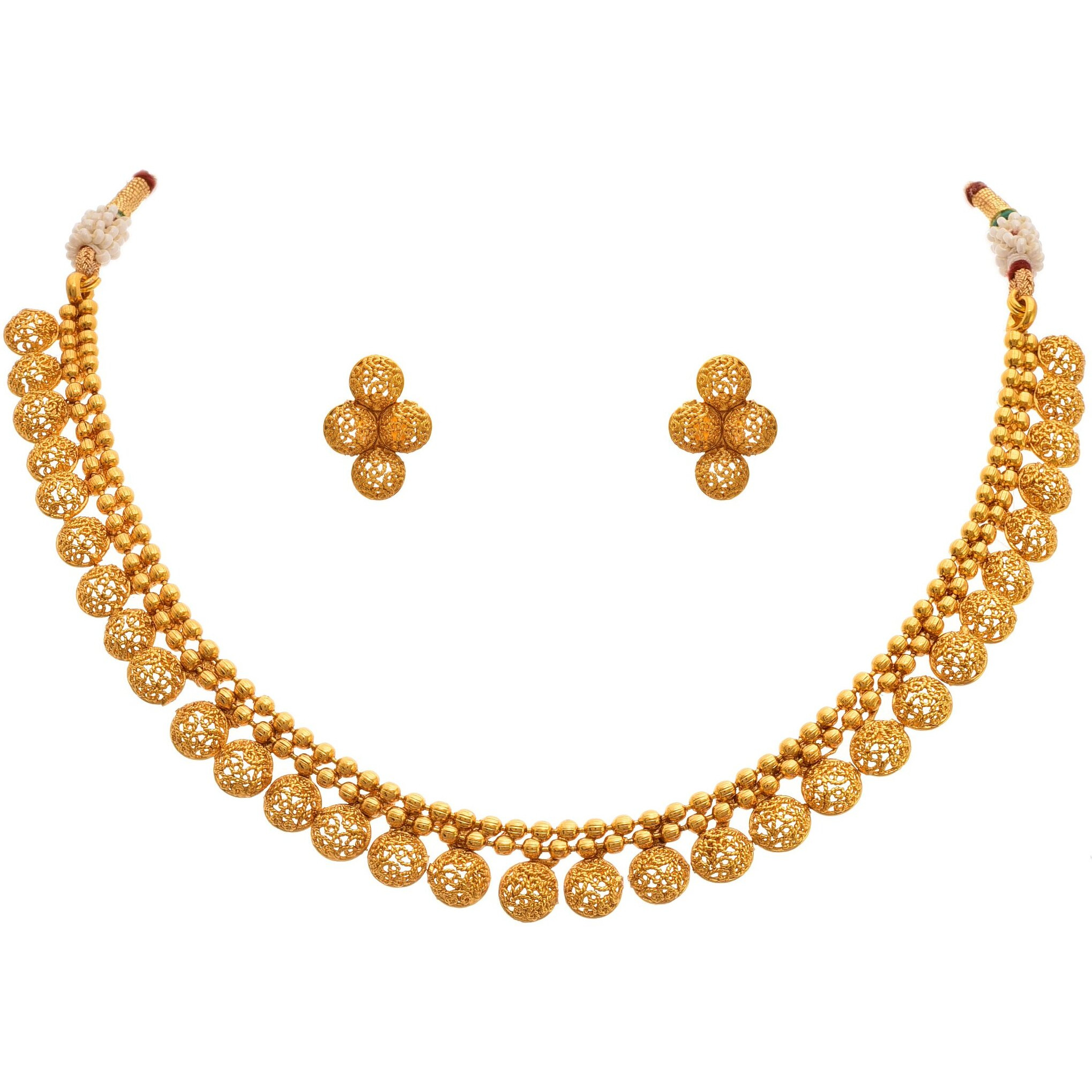 JFL - Jewellery for Less Traditional Ethnic One Gram Gold Plated Necklace Set With Earrings for Women & Girls.,Valentine