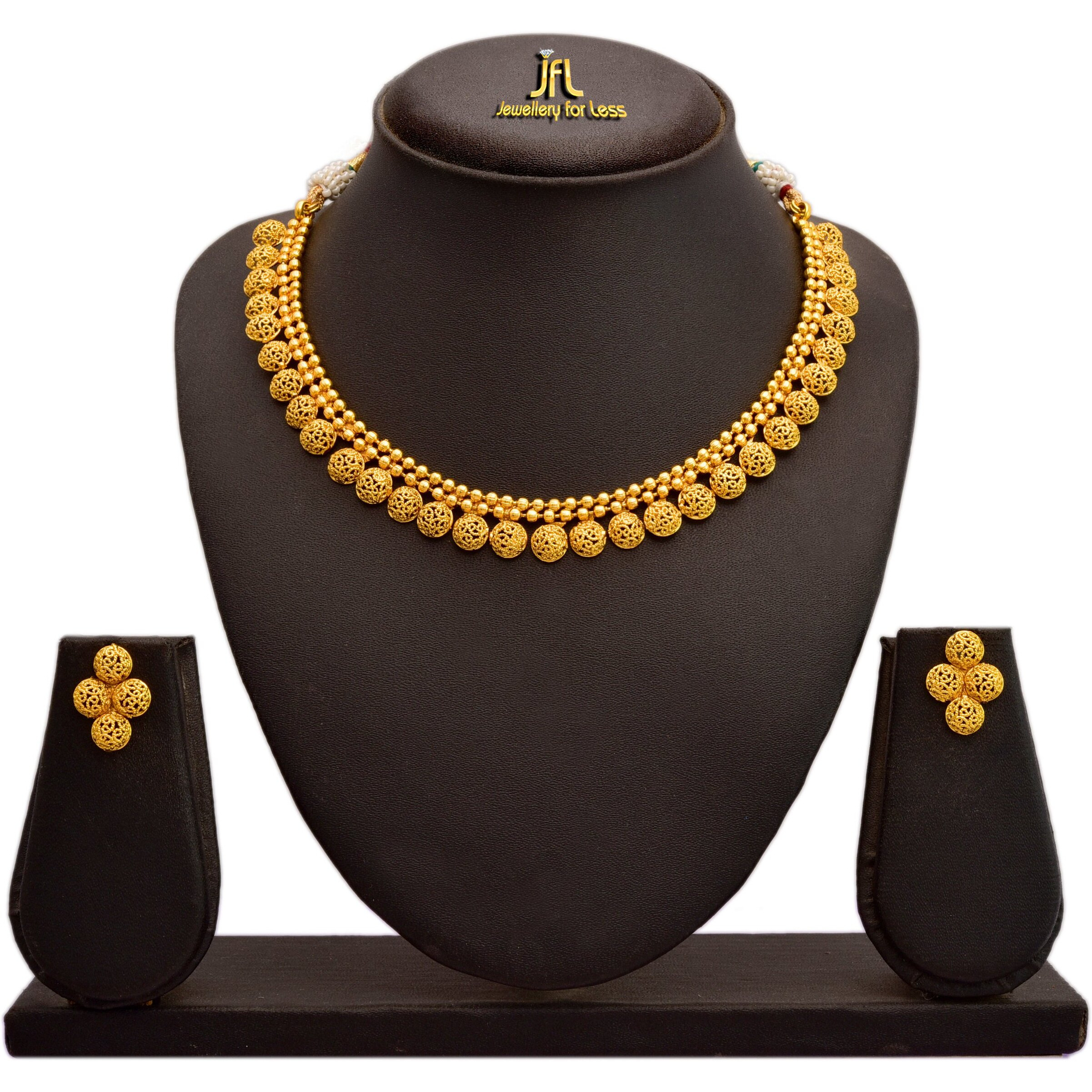 JFL - Jewellery for Less Traditional Ethnic One Gram Gold Plated Necklace Set With Earrings for Women & Girls.,Valentine