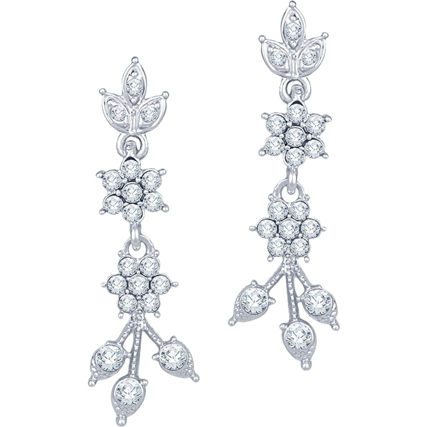 Atasi International Silver Plated Crystal AD Diamond Necklace Jewellery Set with Earrings for Women and Girls Suits Best Party, Wedding and Occasional Wear (R5570)