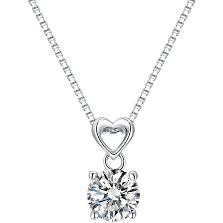Shining Diva Fashion Platinum Plated Solitaire Diamond Pendant Necklace Jewellery Set Gifts for Women and Girls (White) (14624s)