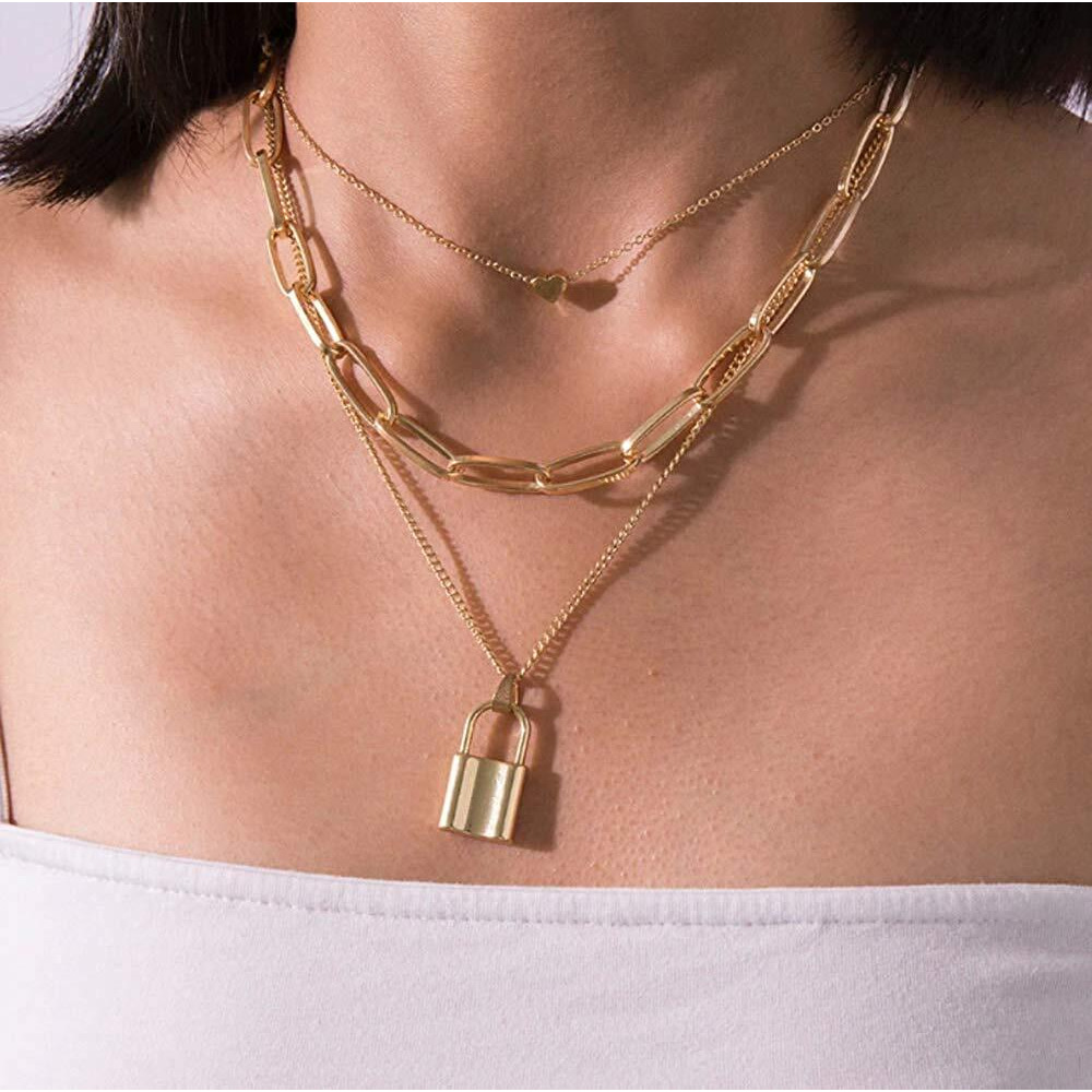 YouBella Jewellery for women Lock Pendant Necklace for Women & Girls (Combo)