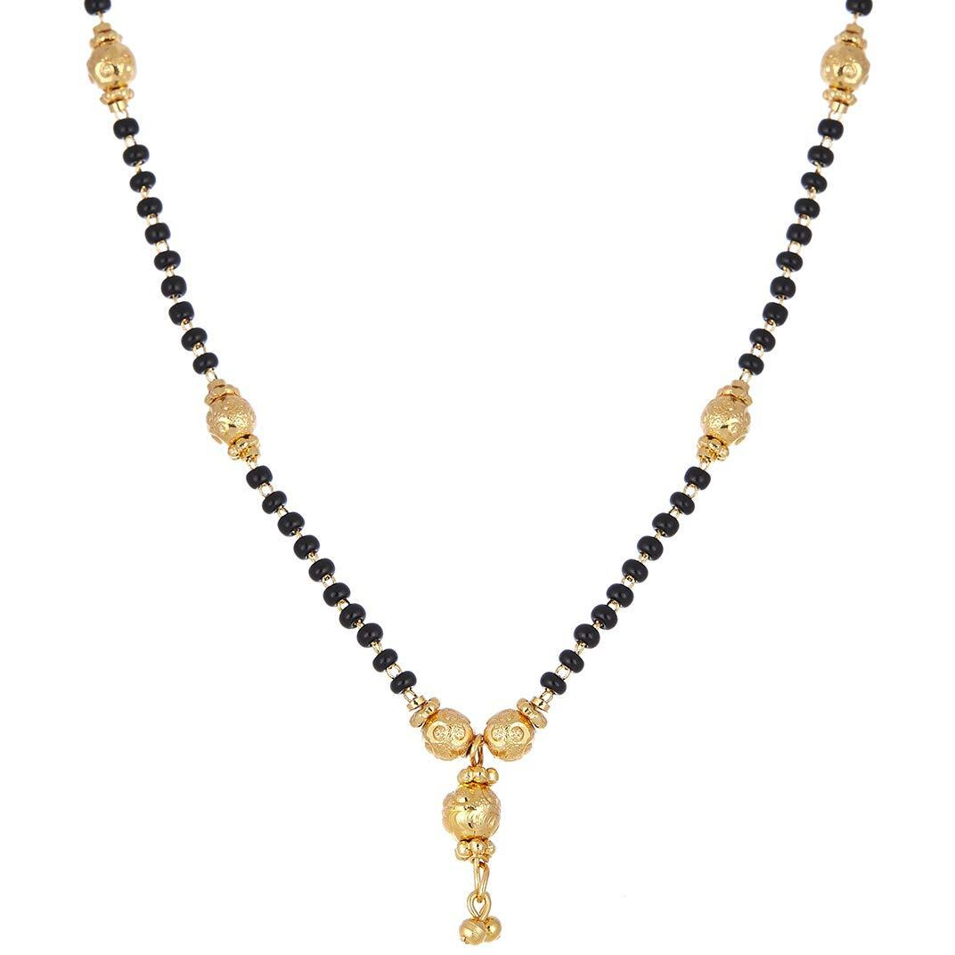 ZENEME Sparkling Gold Plated Wedding Jewellery American Diamond Solitaire Mangalsutra Tanmaniya Combo For Women (Combo 16)
