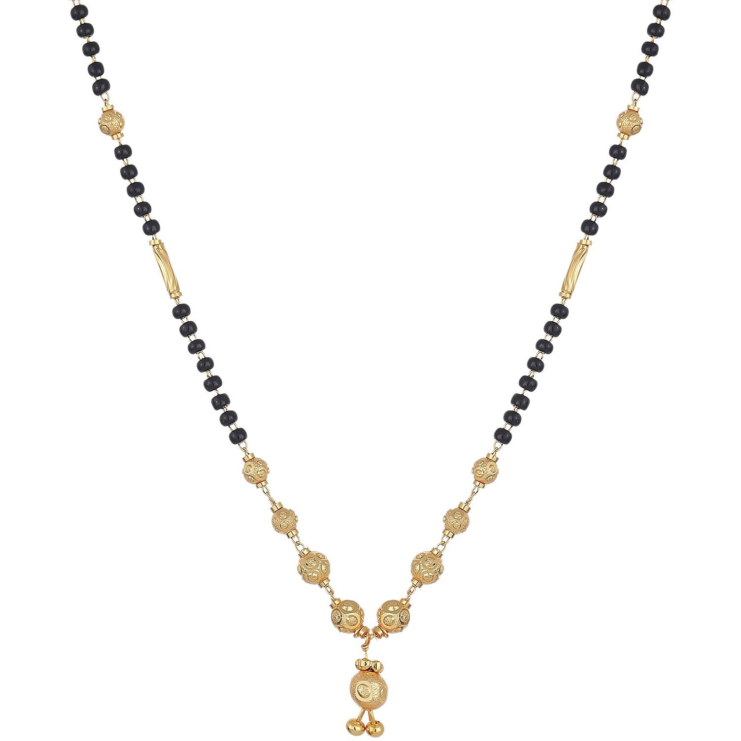ZENEME Sparkling Gold Plated Wedding Jewellery American Diamond Solitaire Mangalsutra Tanmaniya Combo For Women (Combo 16)