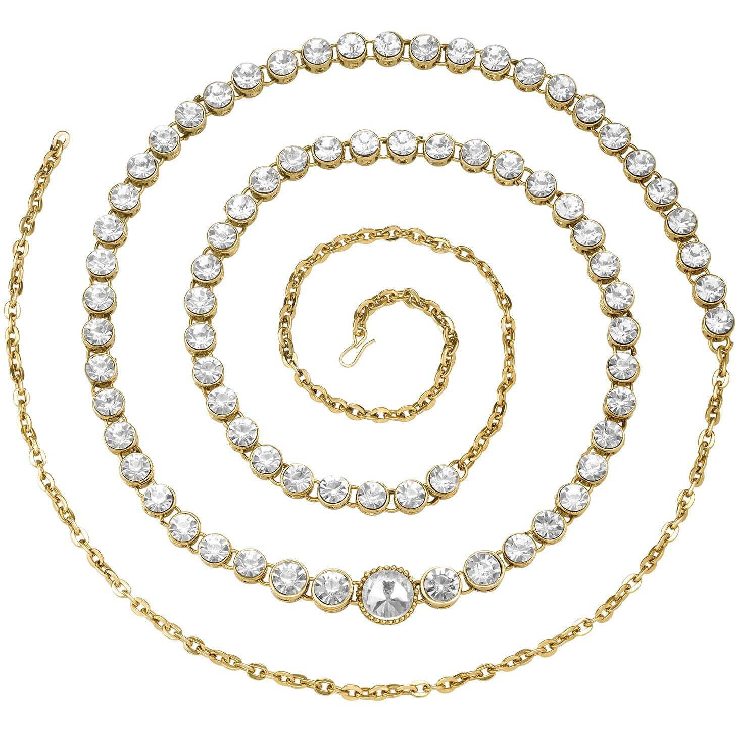 Peora Traditional Jewellery Gold Plated White Diamond Studded Waist Belt Kamar bandh Belly Chain for Women Girls