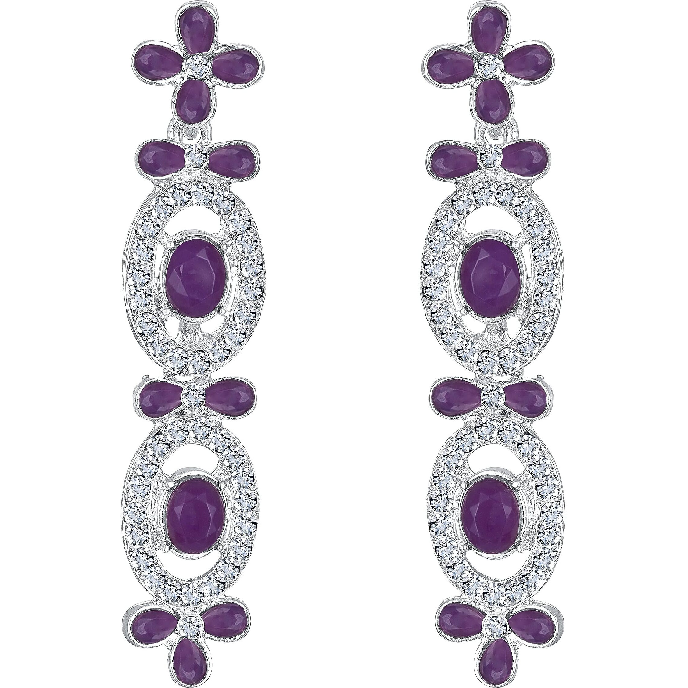 Atasi International Silver Plated Purple Kundan Crystals AD Diamond Necklace Jewellery Set for Women, Girls (RPU5448)