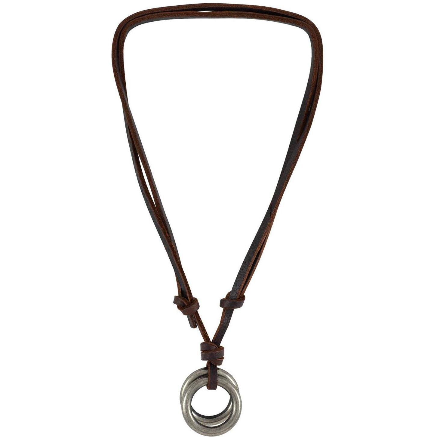 Young & Forever Gift Men-Tastic Collection Boho Bohemian Vintage Double Ring Pendant Adjustable Leather Cord Mens Necklace for Mens Women