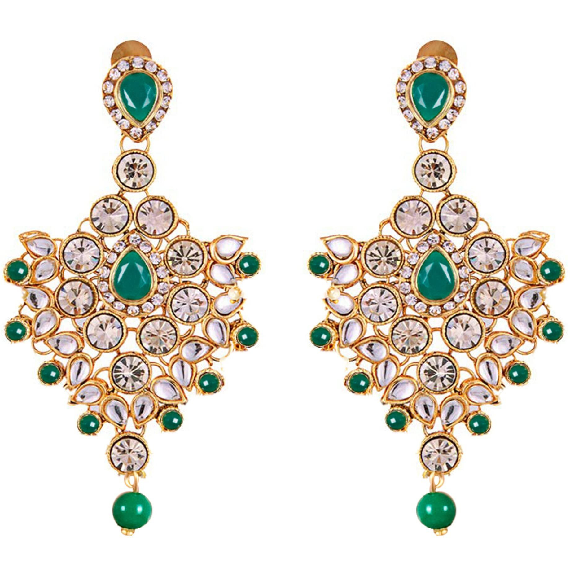 Lucky Jewellery Wedding Designer Green Color Gold Plated Dulhan Choker Bridal Set with sheeshpatti for Girls & Women (2475-L1ZS-KD124-G)