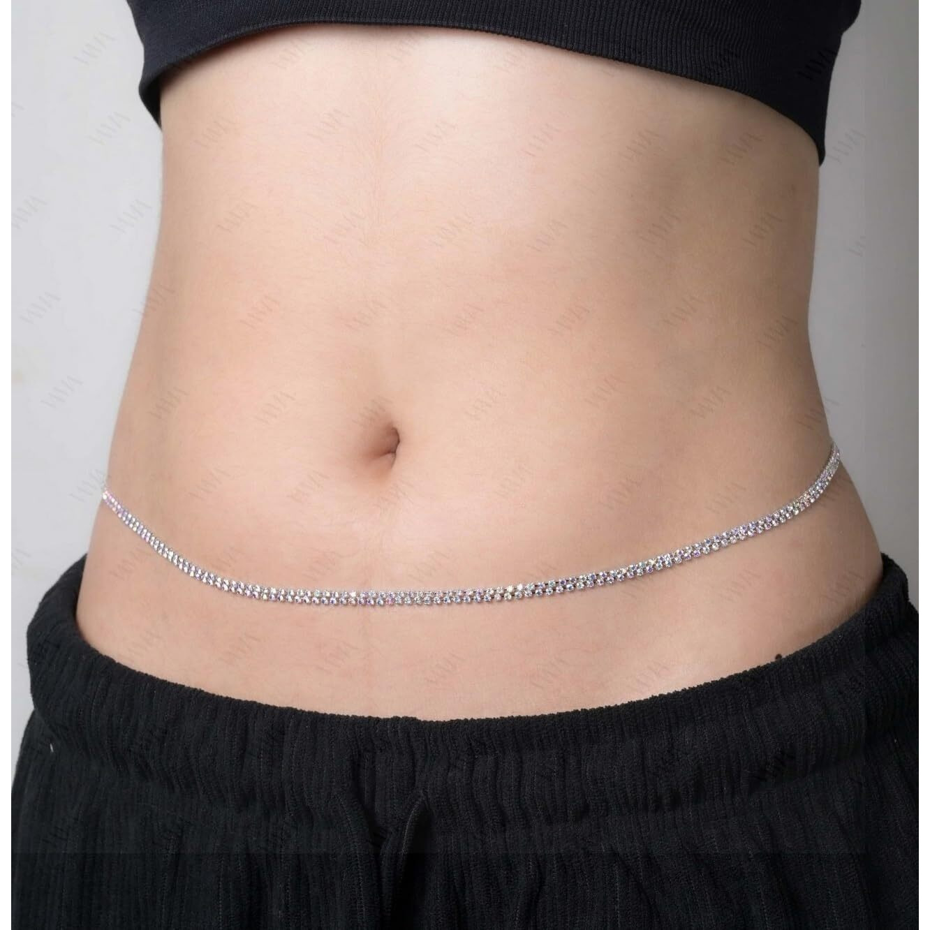 Vama Fashions kamarbandh western hip waist Belly chain ottiyanam aranjanam for lehanga kamarpatta for women (Rainbow Stone silver kamarband)