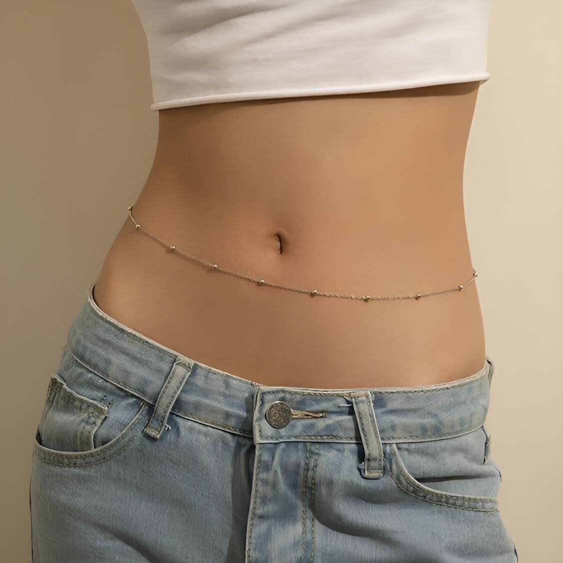 VAMA FASHIONS Waist Belt Hip belly Body Chain karddhani Kamar bandh Saree Vaddanam Kamarband for women (Silver Belly hip chain)