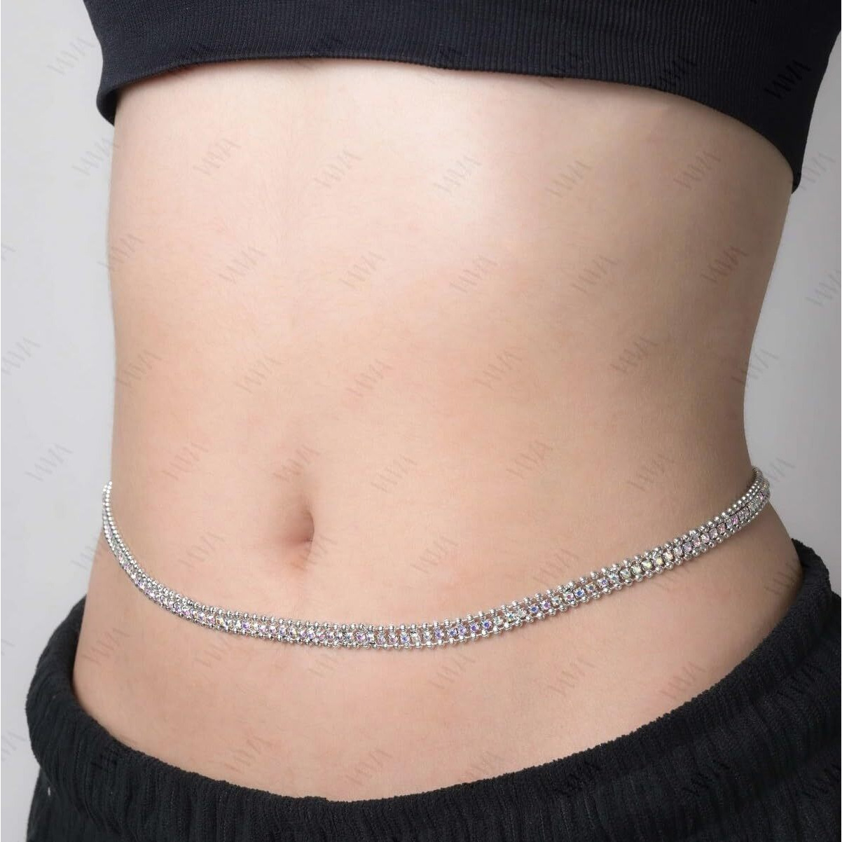 VAMA FASHIONS Kamarband Stone belly hip body Waist chain sari kamar belt kamarbandh for saree (Silver waist chain)