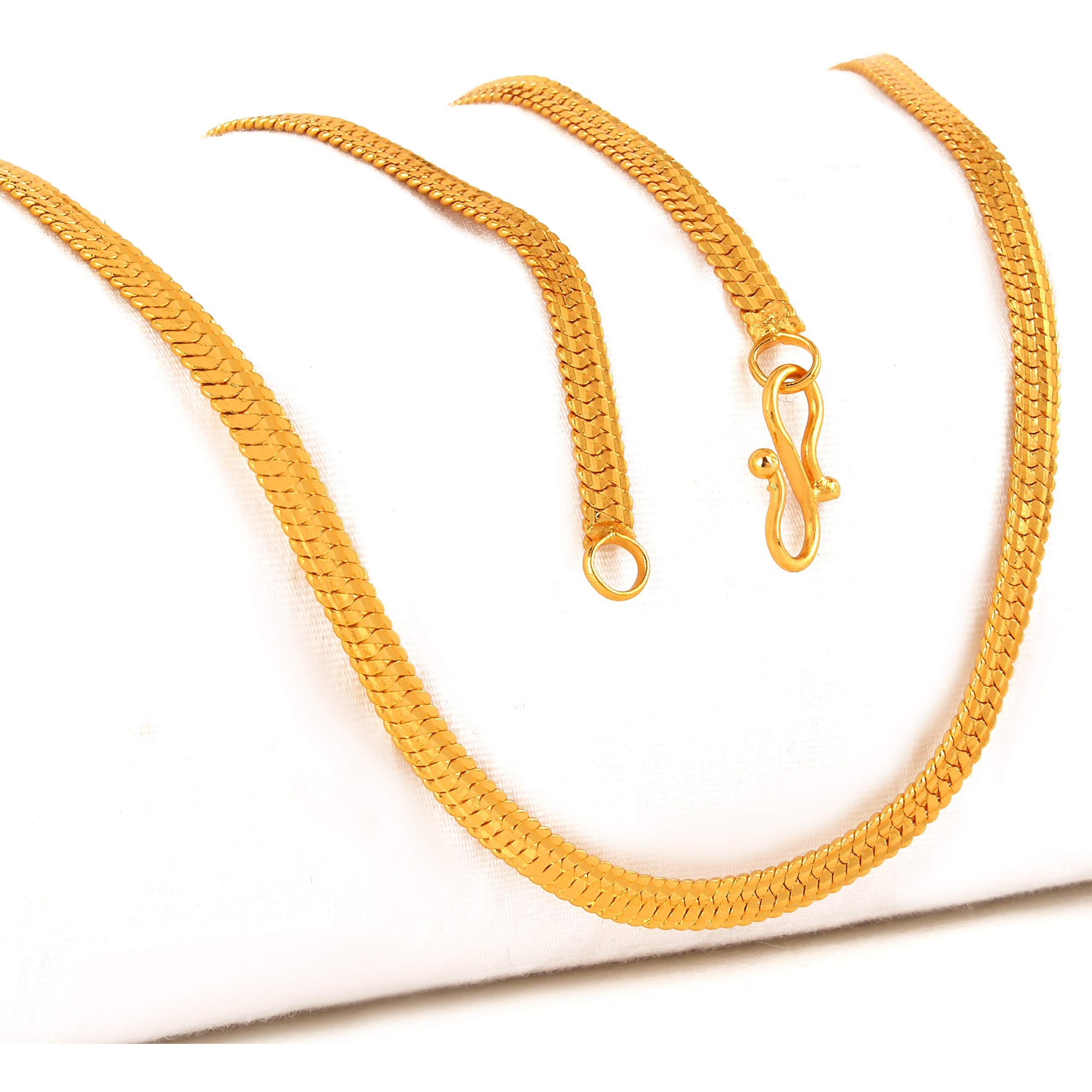 Fashion Frill Gold Plated Long Necklace Jewellery Collection Neck Chain for Men Women Girls Boys Wedding Jewelry