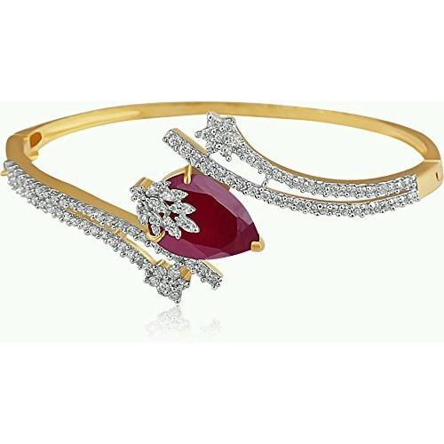 YouBella Signature Collection American Diamond Combo of Pendant Set/Necklace Set with Earrings, Bracelet and Ring for Girls and Women (Red)